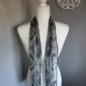 **2/12$**Sheer black & gray ikat pattern scarf